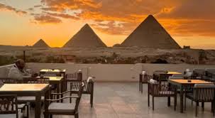 Hotel in Giza with sunset view of the Pyramids
